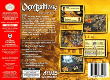 Ogre Battle 64 - Person of Lordly Caliber (USA) (Rev 1) box cover back